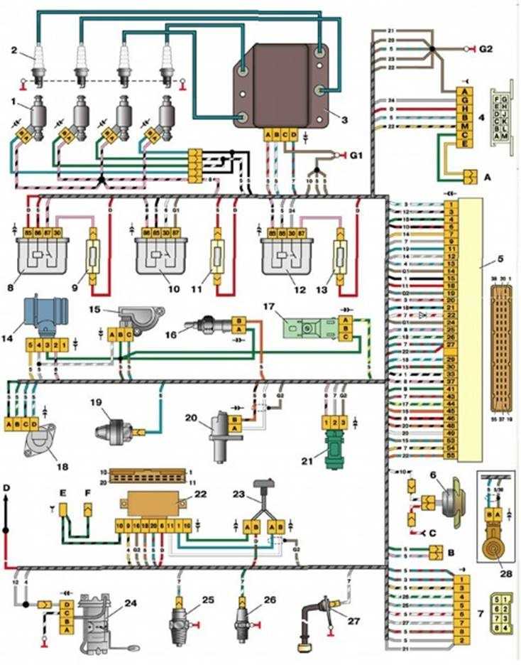Ваз-2110 инжектор 8 клапанов: электросхема с описанием