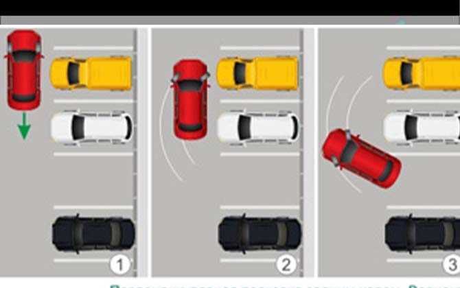 Схема парковки задним ходом между двумя автомобилями